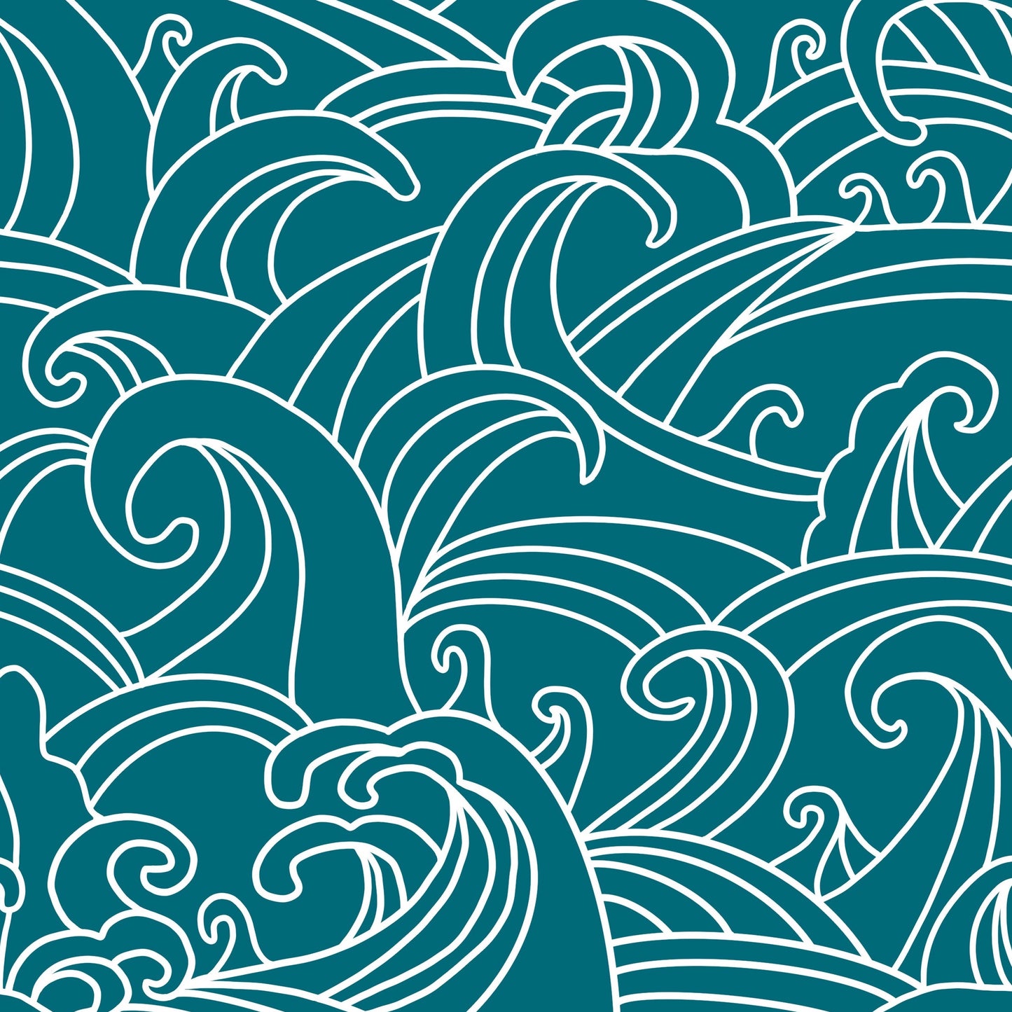 Teal background with white seawalls. Stunning design.
