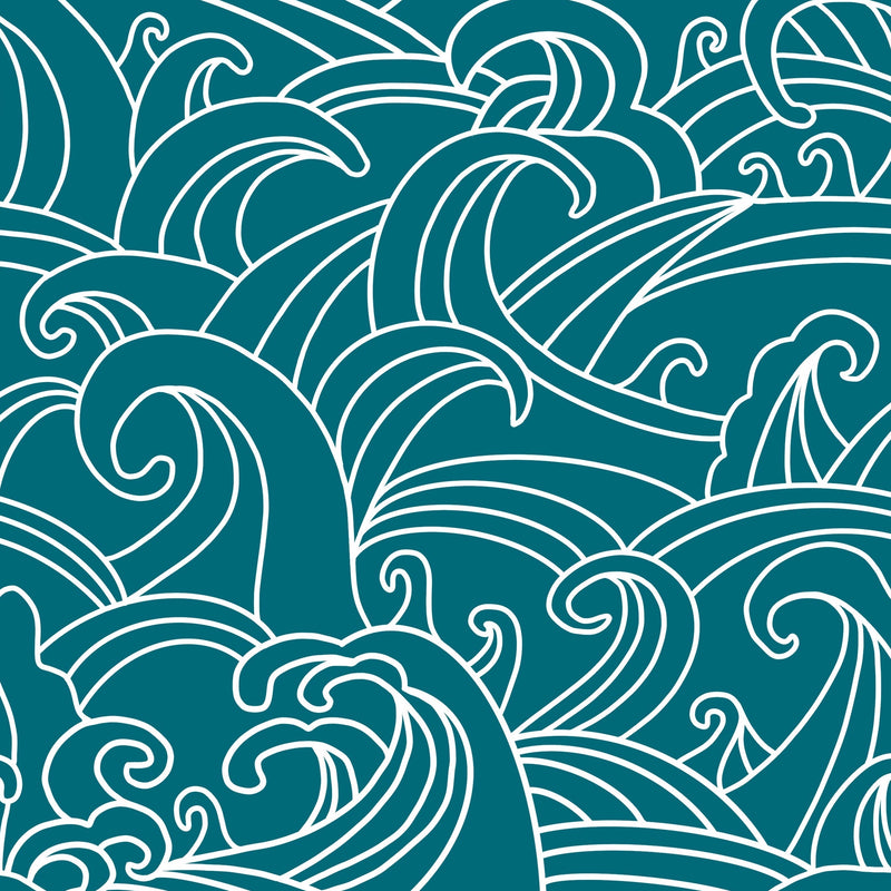 Teal background with white seawalls.  Stunning design.
