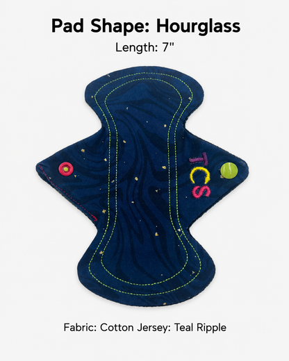 Reusable Period Pad - Teal Squiggles