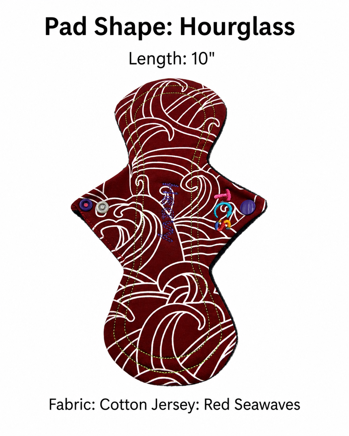 red seawalls pattern on cotton jersey reusable cloth period pad
