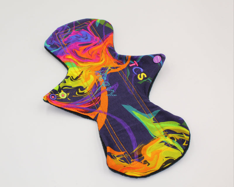 Reusable period pads with bright cotton top fabric
