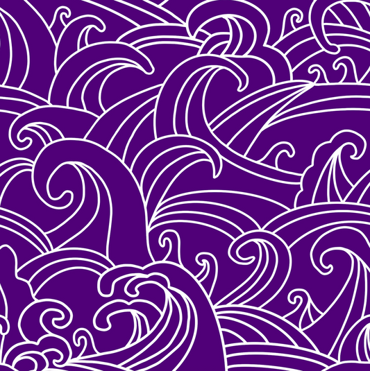 Pattern with White Sea waves on a purple back ground