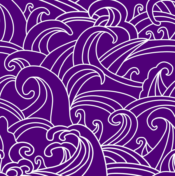 Pattern with White Sea waves on a purple back ground
