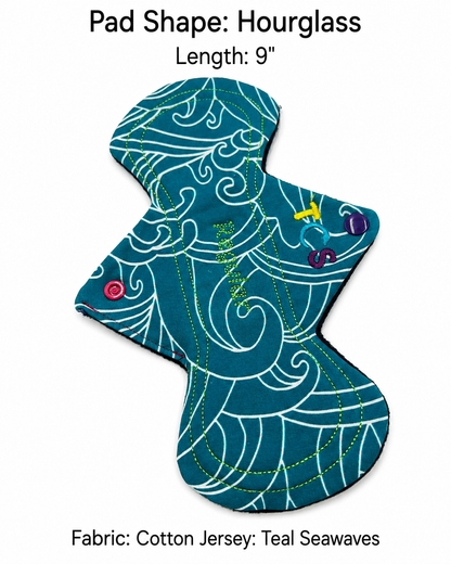 Reusable Period Pad - Sea Waves Teal