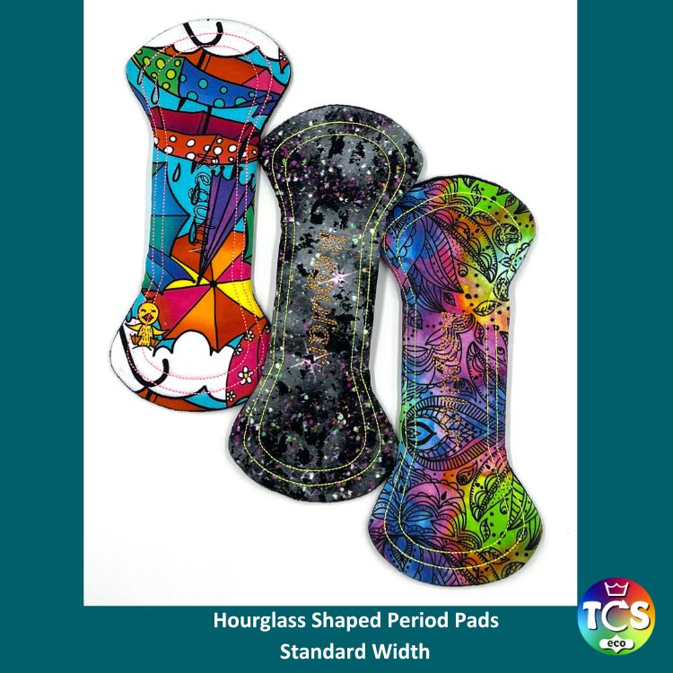 regular absorbency< Hourglass shaped reusable period pads