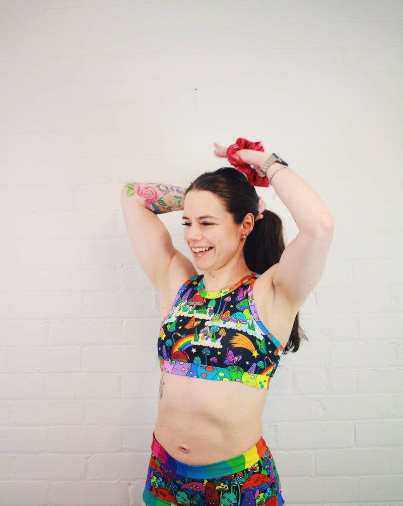 Toadstools and rainbow shroomsTCS-eco Bralette