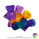 An example of reusable cloth Minky Starter pack from TCS-eco. The Cloth Sanitary Pads have a brightly coloured minky/plush top fabric. The image has all 4 reusable cloth pads.  They are 9 inch in length, The shapes are from left to right, Classic, Petite, Hourglass and Slim. Standard width shape cloth sanitary pads have a width the same as a disposable sanitary pad. 9 inch period pads is the standard length of disposables.