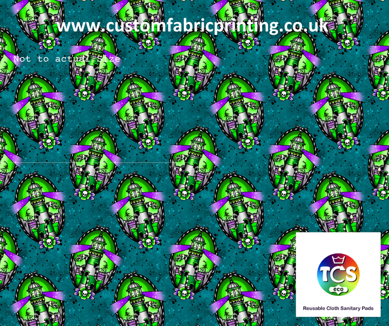 A visual image of BJ lighthouse seamless design.  A TCS-eco logo on the bottom right.  This design is exclusive to TCS-eco.