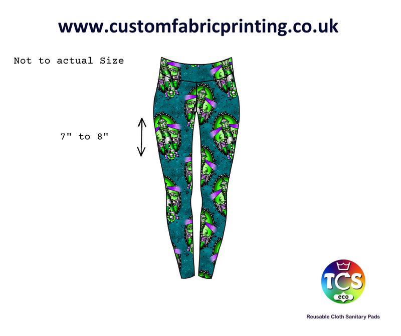A mock up of leggings with BJ Lighthouse cotton jersey. This design is exclusive to TCS-eco. 