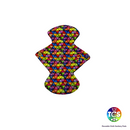 A bright Vibrant Cotton Jersey top fabric.  On an hourglass shaped pad.