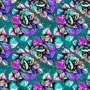 Underwear with Stainglass roses seamless design on a green background