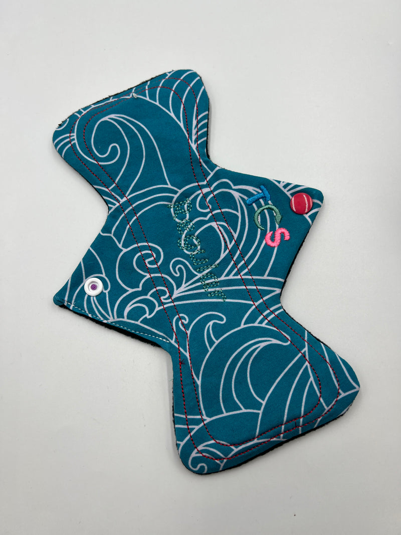 Cotton Jersey - Teal Sea Waves TCS-eco Reusable Cloth Pads