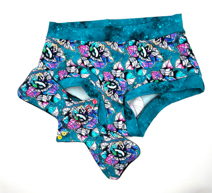 Wednesday Stain Glass Roses Green TCS-eco Briefs (Full Coverage)