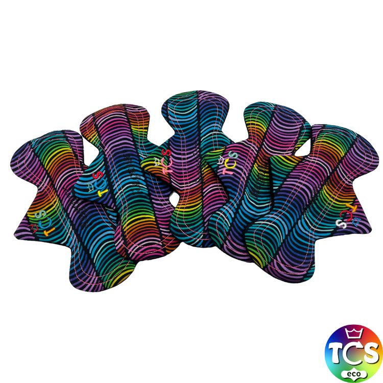 Cotton Jersey - Dark Rainbow Doodles TCS-eco Reusable Cloth Pads