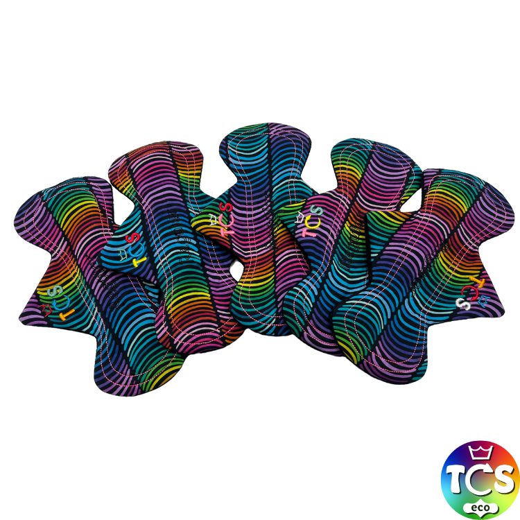 Cotton Jersey - Dark Rainbow Doodles TCS-eco Reusable Cloth Pads