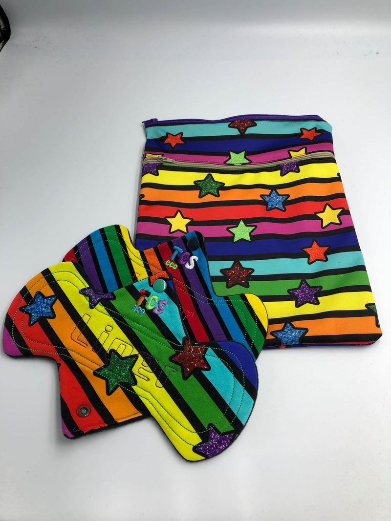 Large double zipper wet bags 9" x 12"