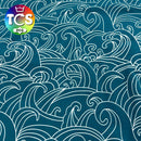 Teal sea waves is a surface pattern design printed on cotton jersey for making underwear