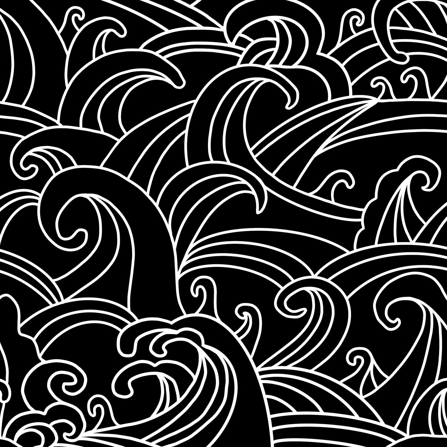 Monochrome design of sea waves.  A stunning design.