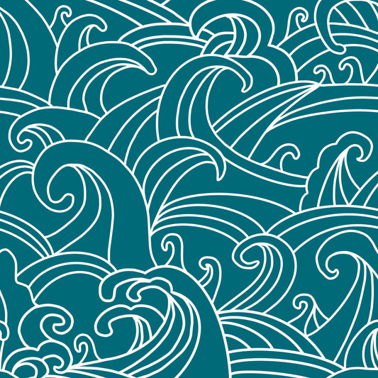 Teal background with white seawalls.  Stunning design.
