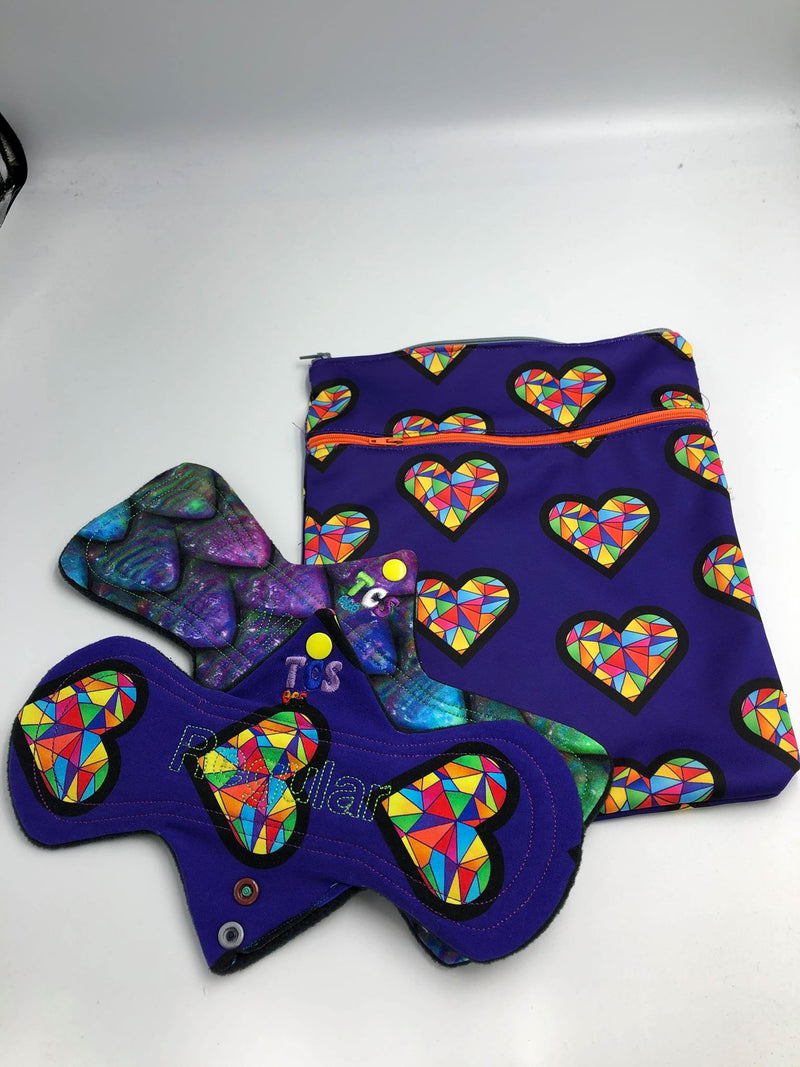 Large double zipper wet bags 9" x 12"