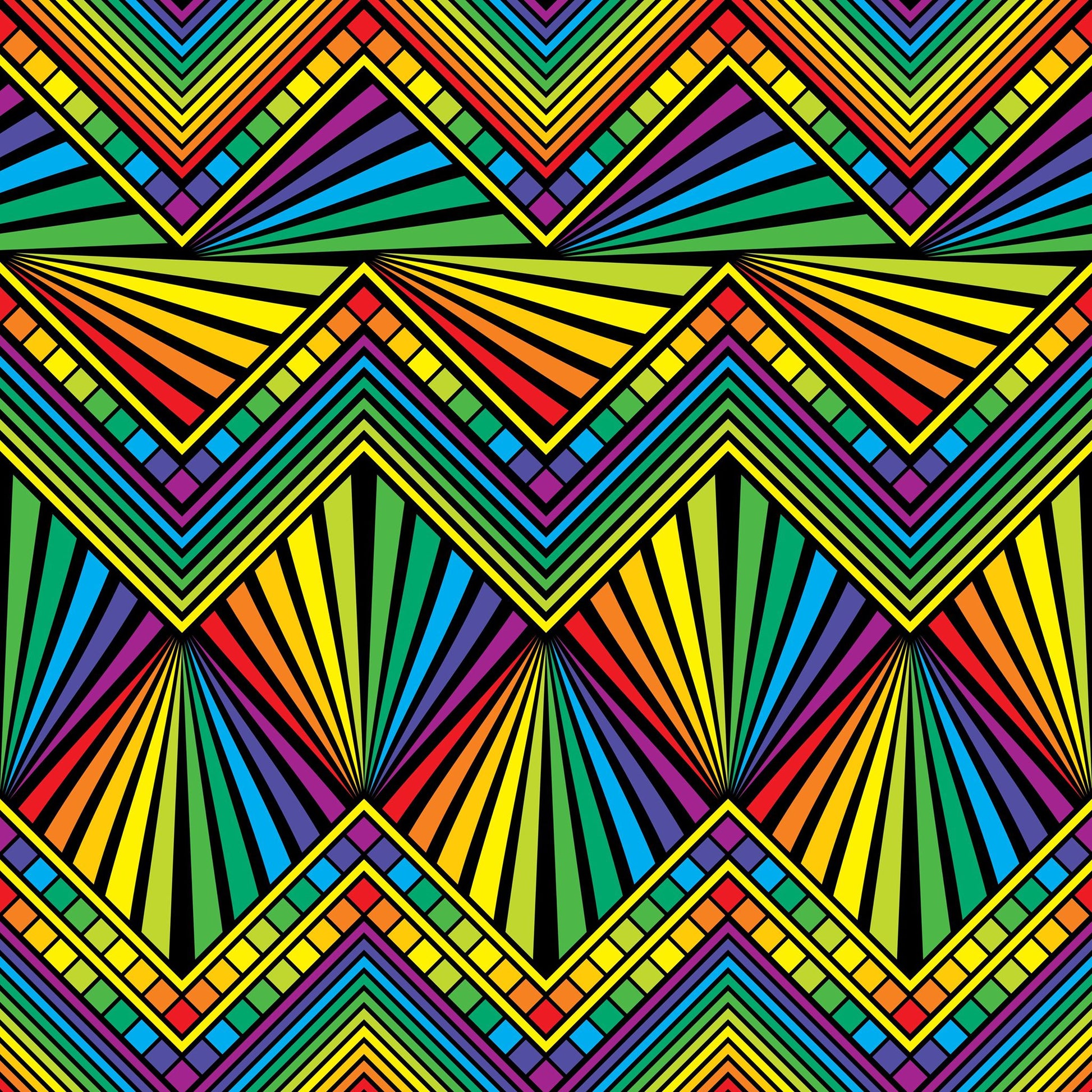 Rainbow angles is a vibrant rainbow print with bold lines in different colours. This print is perfect for TCS-eco (CSP).